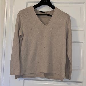 Zara Vneck sparkly nude sweater